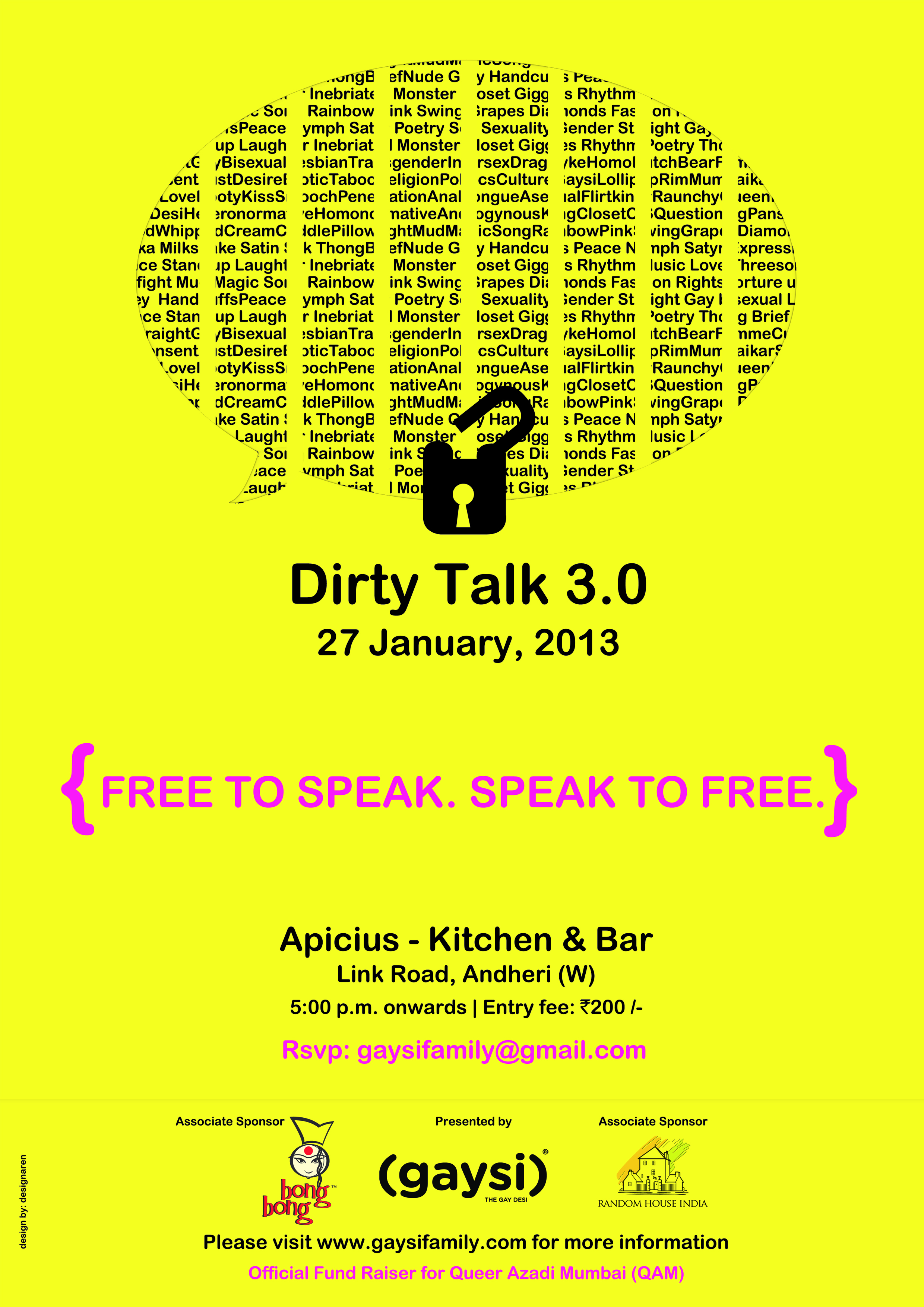 Dirty Talk 3.0 (27th January 2013) : Fundraiser for QAM 2013