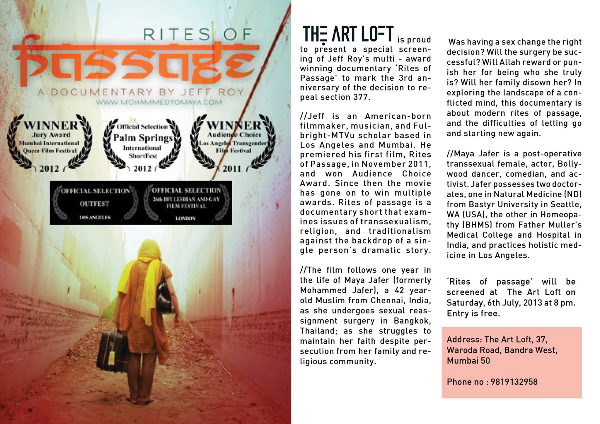Special Screening Of The Documentary : Rites Of Passage