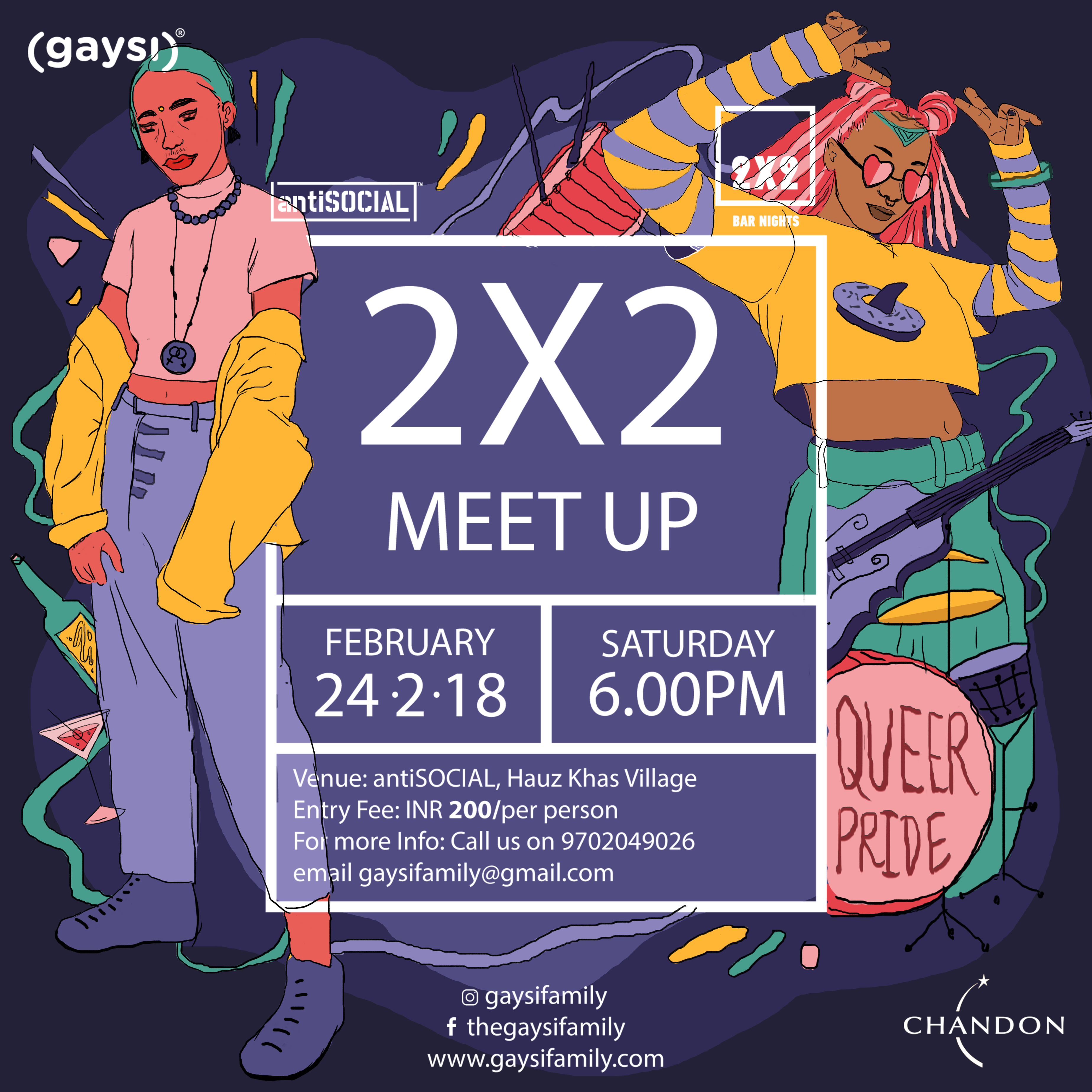 Gaysi Presents 2×2 Meet-Up Delhi Edition On 24th February, 2018